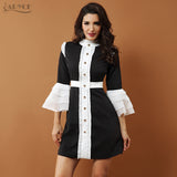 Mini Bodycon Gold Button, White&Black Night Out Party Dress