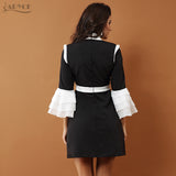 Mini Bodycon Gold Button, White&Black Night Out Party Dress