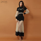 Gown Black Lace Hollow Out Mesh Dress