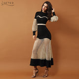 Gown Black Lace Hollow Out Mesh Dress