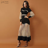 Gown Black Lace Hollow Out Mesh Dress