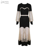 Gown Black Lace Hollow Out Mesh Dress