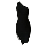 Sleeveless One-Shoulder Sequined Sexy Night Out Party Dress