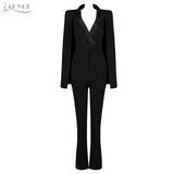 Long Bandage Jumpsuits Rompers Bodysuit Black V Neck Jumpsuit