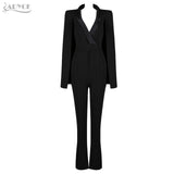 Long Bandage Jumpsuits Rompers Bodysuit Black V Neck Jumpsuit
