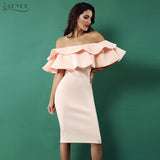 Butterfly Sleeve Patchwork Ruffles Slash Neck Dress