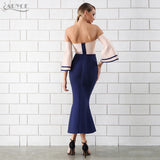Strapless Button Studded Sexy Mermaid Maxi Dress