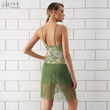Sequins Tassel Fringe Mini Spaghetti Strap Dress