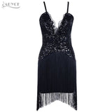 Sequins Tassel Fringe Mini Spaghetti Strap Dress