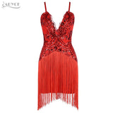 Sequins Tassel Fringe Mini Spaghetti Strap Dress
