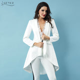 Casual Open Stitch Trench White Long Sleeve Dovetail Skirt Style Pleated Long Women Coats