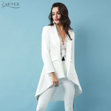 Casual Open Stitch Trench White Long Sleeve Dovetail Skirt Style Pleated Long Women Coats