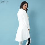 Casual Open Stitch Trench White Long Sleeve Dovetail Skirt Style Pleated Long Women Coats