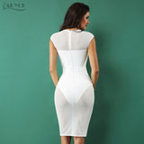 O-neck Sleeveless Lace Hollow Out White Hot Dress