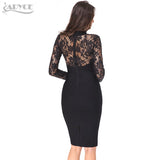 Long Sleeves Hollow Out Hot Cocktail Lace Dress
