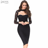 Long Sleeves Hollow Out Hot Cocktail Lace Dress