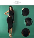 O Neck Black Hollow Out One Shoulder Tassels Embellished Dress