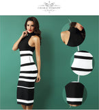 Midi Nude and White Striped Dress