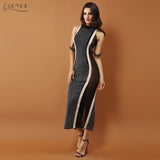 Black Sleeveless Beaded Lace Mesh Turtleneck Sexy Back Splitting