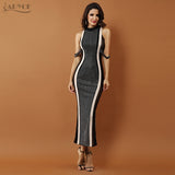 Black Sleeveless Beaded Lace Mesh Turtleneck Sexy Back Splitting