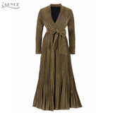 Gold Long Sleeve Deep V Neck Sashes