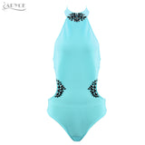 Sexy Backless Swimsuits Beading Sleeveless Halter Bodycon Bikinis Bodysuits