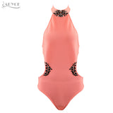 Sexy Backless Swimsuits Beading Sleeveless Halter Bodycon Bikinis Bodysuits