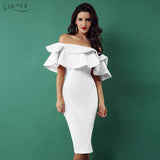 Butterfly Sleeve Patchwork Ruffles Slash Neck Dress