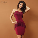 Fringe Tassel  Wine Red New Night Club Evening Party Dress