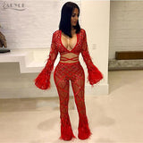 V-Neck Feather Night Out Women's Sets