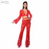 V-Neck Feather Night Out Women's Sets