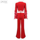 V-Neck Feather Night Out Women's Sets