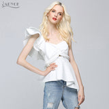 One Shoulder Ruffles Strapless Short Tops Crop Top