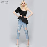 One Shoulder Ruffles Strapless Short Tops Crop Top
