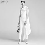 Jumpsuit Bow One Shoulder Half Batwing Sleeve Rompers Jumpsuit SexyWhite Bodycon Bodysuits