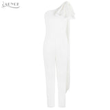 Jumpsuit Bow One Shoulder Half Batwing Sleeve Rompers Jumpsuit SexyWhite Bodycon Bodysuits