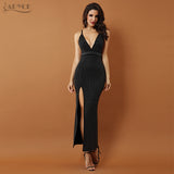 Spaghetti Strap Sleeveless Beaded Sexy Backless Splitting Dress