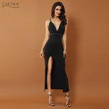 Spaghetti Strap Sleeveless Beaded Sexy Backless Splitting Dress