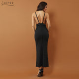 Spaghetti Strap Sleeveless Beaded Sexy Backless Splitting Dress
