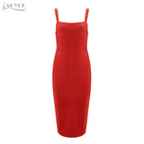 Spring Bandage Spaghetti Strap Sheath Strapless Mid-Calf  Dress