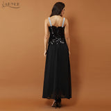A Line Sexy Sleeveless Beading Diamond Lace Mesh Dress
