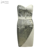 Vestidos Luxury White Strapless Sequined Beads Sleeveless  Dress