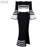 Patchwork Slash Neck Fishtail Cut Out Midi Hot Dress
