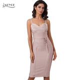 Sleeveless Spaghetti Strap V Neck Knee Length Dress