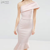 One Shoulder Sleeveless Ruffles Dress