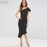 One Shoulder Sleeveless Ruffles Dress