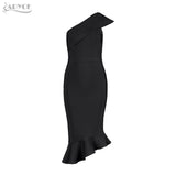 One Shoulder Sleeveless Ruffles Dress