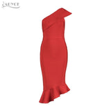 One Shoulder Sleeveless Ruffles Dress