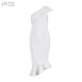 One Shoulder Sleeveless Ruffles Dress