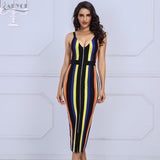 Spaghetti Strap Candy Color Striped  Dress